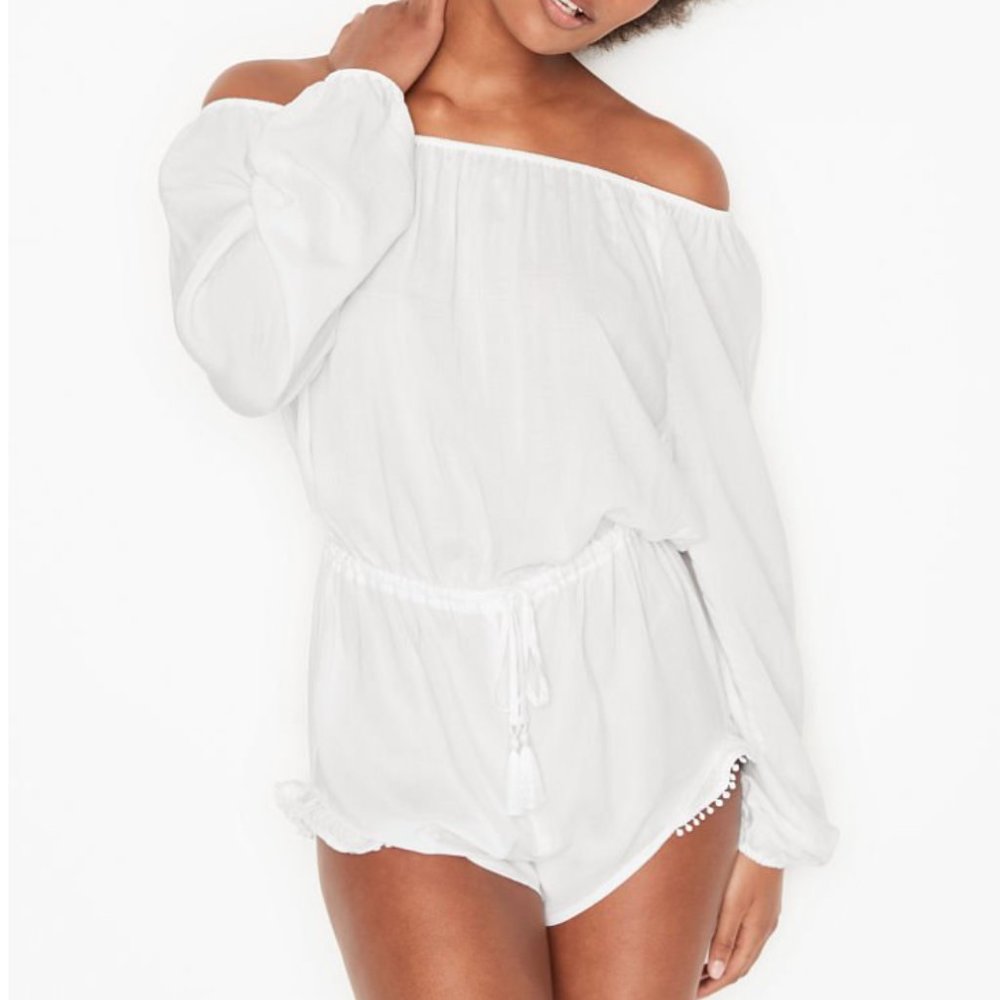 BNWOT Victoria's Secret Hanalei Romper Beach Cover Up White SZ XS